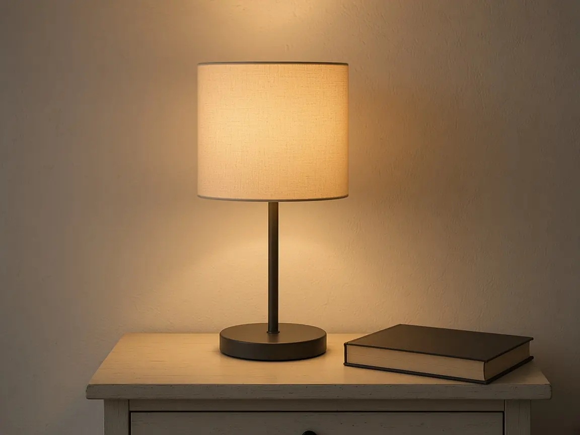 Graphit-Tischlampe auf einem Beistelltisch