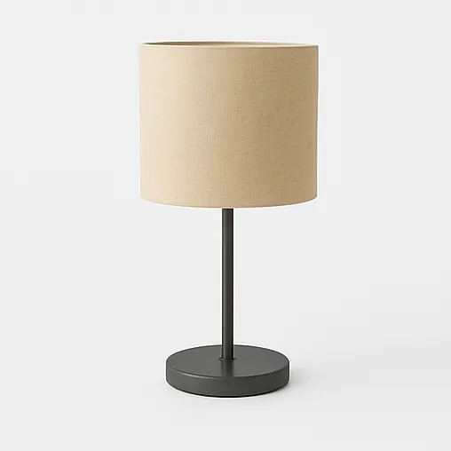 Graphit-Tischlampe mit Leinenschirm